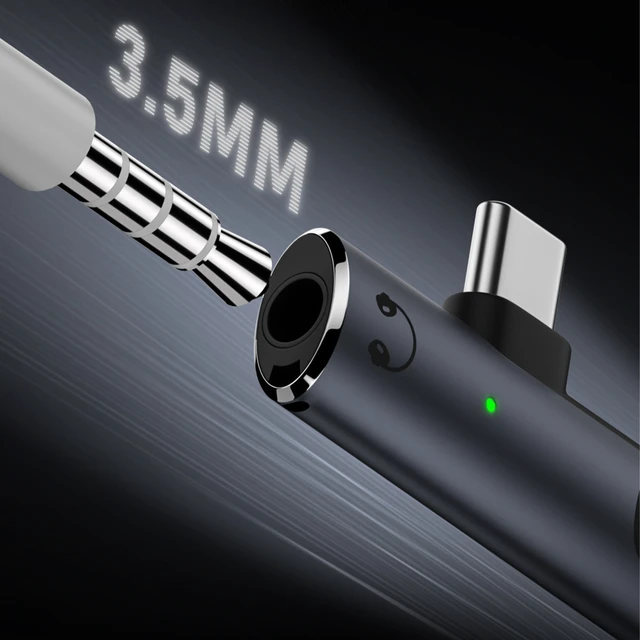 Alt view image 6 of 8 - SOEWIOU 2-in-1 Right Angle USB C to 3.5mm Audio Jack Adapter, 100W PD Fast Charging Splitter, Type C Headphone & Charger Dongle for iPhone 15 / 16 Series, Gray