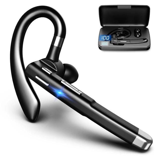Alt view image 3 of 4 - SOEWIOU Wireless Bluetooth Earphones, Over-Ear Headset with Ultra Long Standby, LED Digital Display, Noise Cancelling, Waterproof for Business & Driving