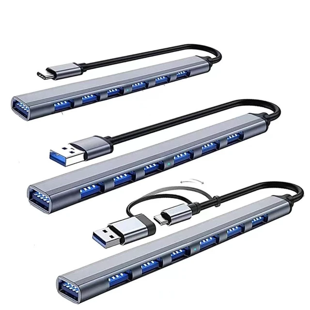Alt view image 6 of 8 - SOEWIOU 7-Port USB 3.0 Hub Splitter, Aluminum Alloy Ultra-Slim Multiport USB Extension Dock, High Speed 5Gbps Data Transfer Charging Adapter for Laptop PC Desktop MacBook, Plug and Play