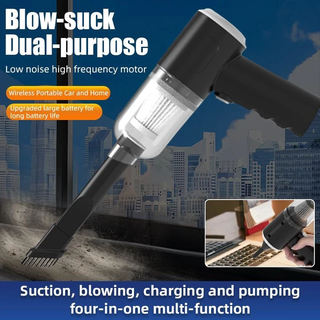 Alt view image 8 of 12 - SOEWIOU Handheld Car Vacuum Cleaner, 3-in-1 High Power Mini Rechargeable Vacuum, Multifunctional Blow Suction LED Lighting Portable Car & Home Cleaner
