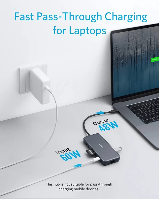 Alt view image 12 of 14 - SOEWIOU USB C Hub, 7-in-1 USB C Adapter, with 4K HDMI, 60W Power Delivery, 1Gbps Ethernet, 2 3.0 Ports, SD and microSD Card Readers, for MacBook Pro and Other Laptops