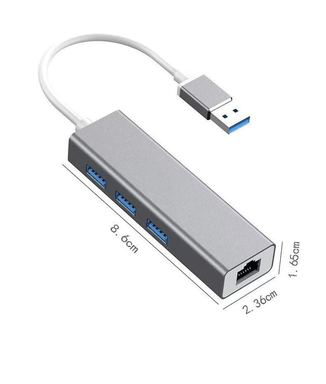 Alt view image 2 of 3 - SOEWIOU USB 3.0 Hub, 100Mbps Ethernet Card, Aluminum Alloy Type-C Docking Station, RJ45 Converter, Computer Hub for Laptop/Desktop PC