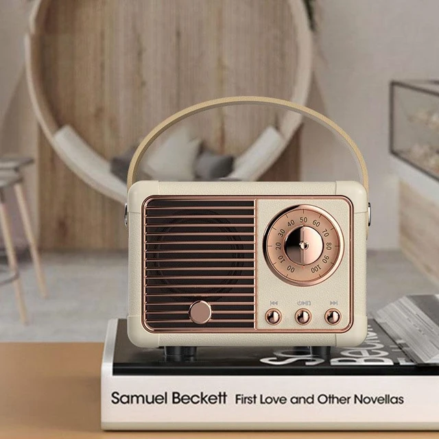 Alt view image 5 of 8 - SOEWIOU White Retro Bluetooth Speaker, Mini Handheld Nostalgic Stereo Speaker, High Fidelity Heavy Bass Portable Wireless Bluetooth Audio for Home Outdoor