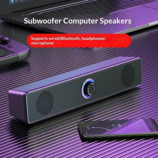 Alt view image 7 of 11 - SOEWIOU Wired & Bluetooth Computer Speakers, Mini Desktop Subwoofer, Portable USB Powered Multimedia Stereo Speaker for PC Laptop Phone
