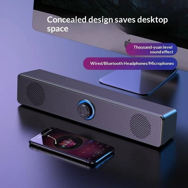 Alt view image 8 of 11 - SOEWIOU Wired & Bluetooth Computer Speakers, Mini Desktop Subwoofer, Portable USB Powered Multimedia Stereo Speaker for PC Laptop Phone