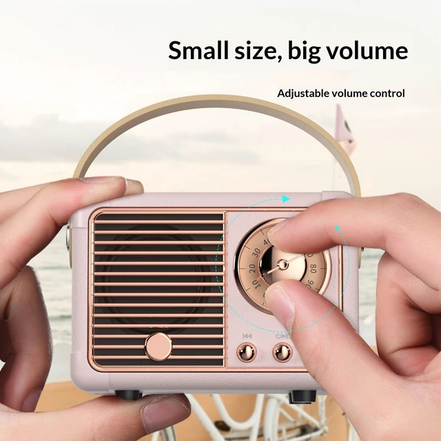 Alt view image 7 of 8 - SOEWIOU White Retro Bluetooth Speaker, Mini Handheld Nostalgic Stereo Speaker, High Fidelity Heavy Bass Portable Wireless Bluetooth Audio for Home Outdoor