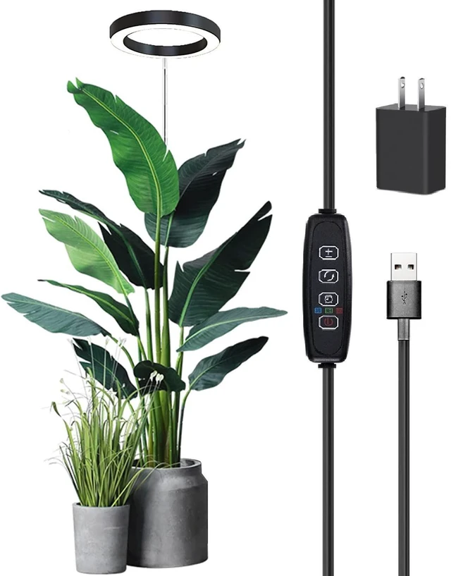Alt view image 8 of 14 - SOEWIOU Ring Retractable Plant Grow Light, USB Powered, 7.87in 160mm Full Spectrum, Timer Function, for Large Potted Plants
