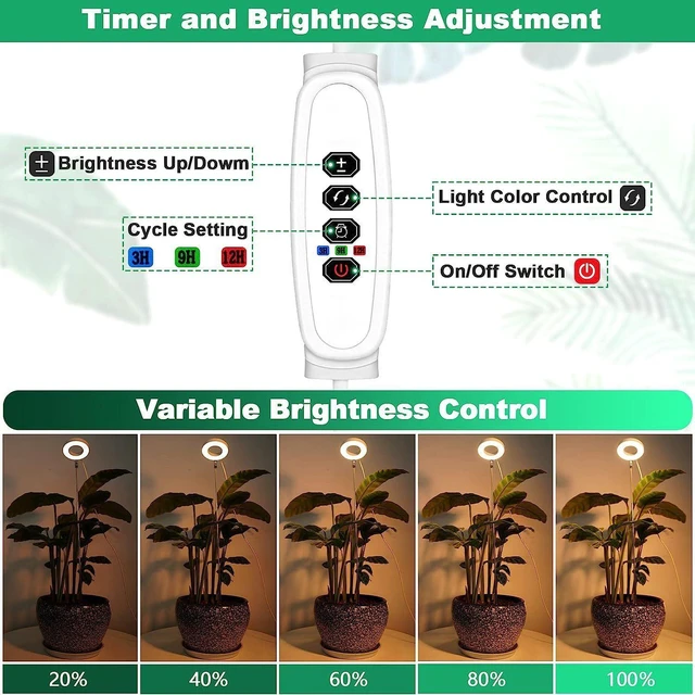 Alt view image 10 of 14 - SOEWIOU Ring Retractable Plant Grow Light, USB Powered, 7.87in 160mm Full Spectrum, Timer Function, for Large Potted Plants