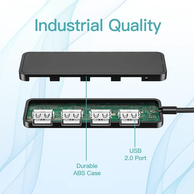 Alt view image 12 of 14 - SOEWIOU USB Hub, USB Splitter,USB 4-Port Adapter,Extender for Laptop, PC, MacBook, Mac Pro, Mac mini, iMac, Surface Pro and More (Black-USB 2.0/0.3m)
