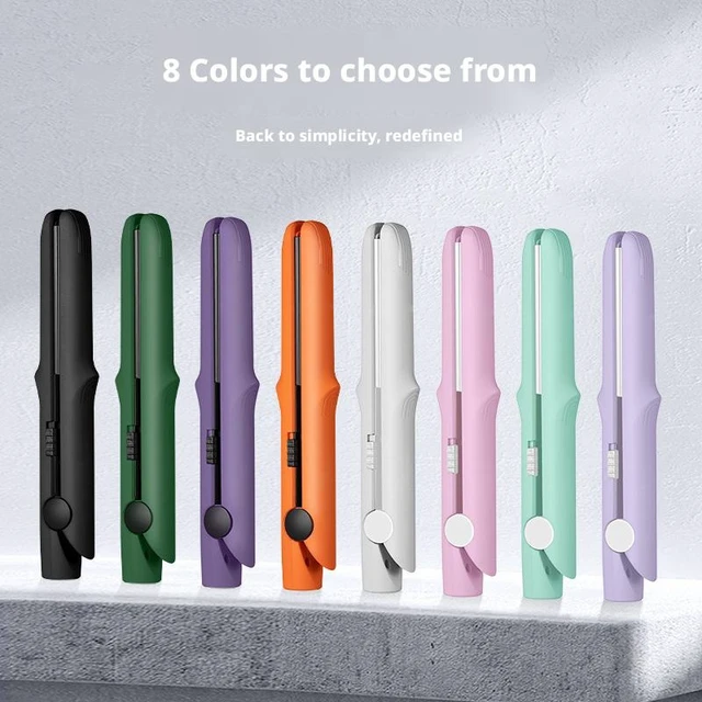 Alt view image 4 of 7 - 2-in-1 Hair Curler and Straightener Mini Portable Ceramic Flat Iron Dual-Use Hair Styling Tool Bangs Styler with Anti-Scald Design for Dormitory Travel Taro Purple