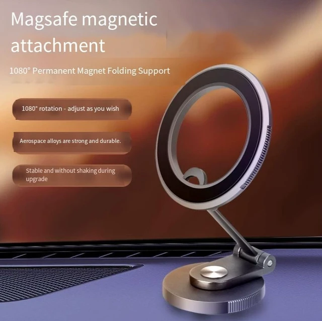 Alt view image 6 of 8 - SOEWIOU Magsafe magnetic folding car mount with 1080" rotation for car dashboard, adhesive-mounted navigation support frame