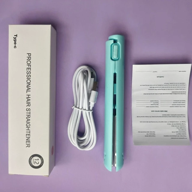 Alt view image 8 of 8 - SOEWIOU Wireless Rechargeable Hair Curler, 2-in-1 Straightener & Curler, Portable USB Hair Straightener for Outdoor Travel Blue