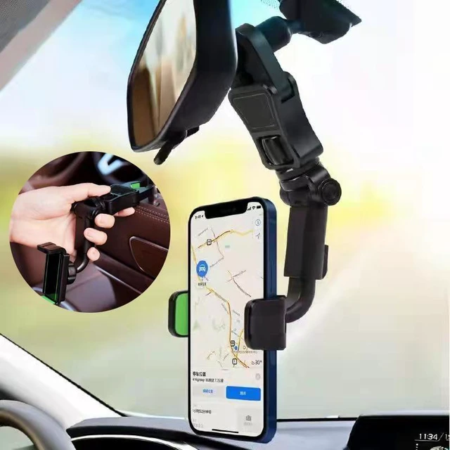 Alt view image 6 of 11 - SOEWIOU Car Rearview Mirror Phone Mount, 360° Rotatable Multi-Function AR Navigation Holder, No View Blocking