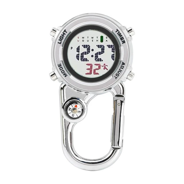 Alt view image 2 of 2 - SOEWIOU Multifunctional Mountaineering Hanging Watch, Waterproof Luminous Digital Pocket Watch for Outdoor Sports, Black