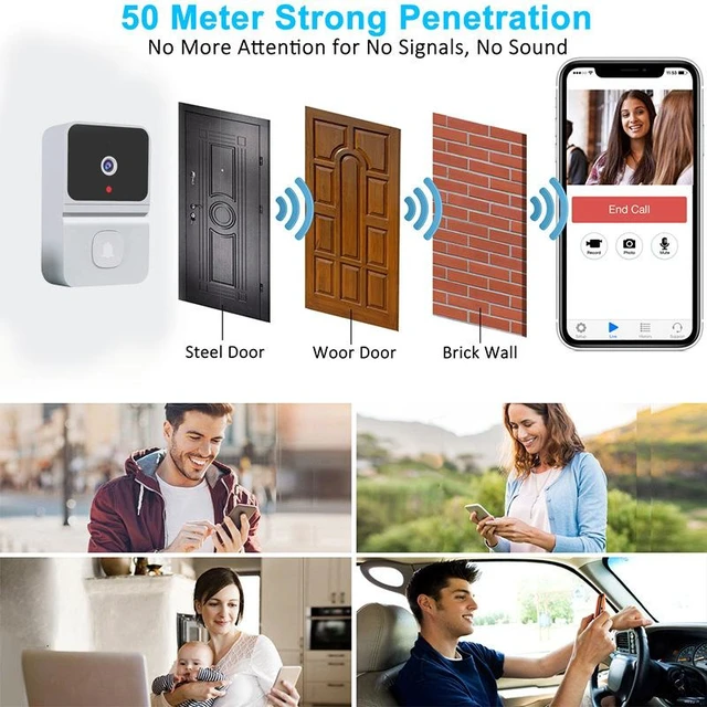 Alt view image 12 of 14 - SOEWIOU Z30 Smart Wireless Video Doorbell, T23 HD Night Vision, Remote Monitoring, WiFi Two-Way Intercom with Indoor Chime
