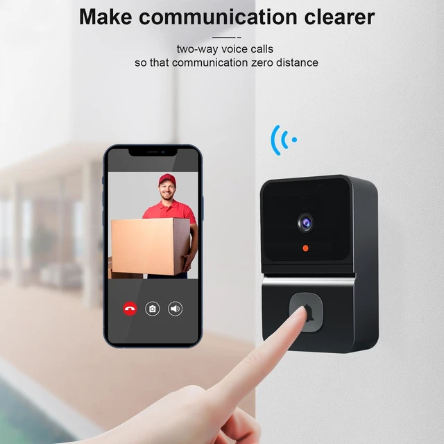 Alt view image 10 of 14 - SOEWIOU Z30 Smart Wireless Video Doorbell, T23 HD Night Vision, Remote Monitoring, WiFi Two-Way Intercom with Indoor Chime