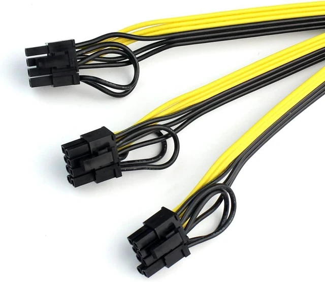 Alt view image 8 of 10 - SOEWIOU Power Supply Cable 8pin GPU Video Card Wire 1 to 3 6p+2p Miner Adapter Cable 12AWG+18AWG Cables for Mining (1Piece)