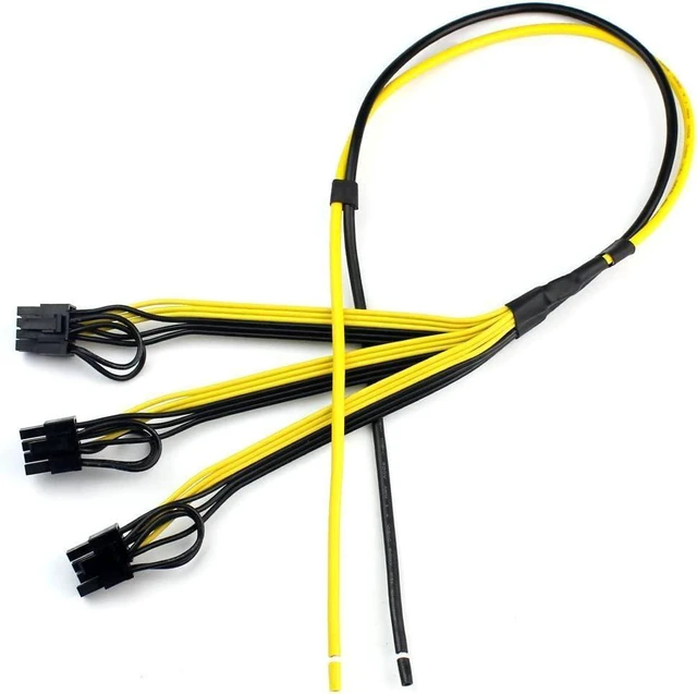 Alt view image 6 of 10 - SOEWIOU Power Supply Cable 8pin GPU Video Card Wire 1 to 3 6p+2p Miner Adapter Cable 12AWG+18AWG Cables for Mining (1Piece)