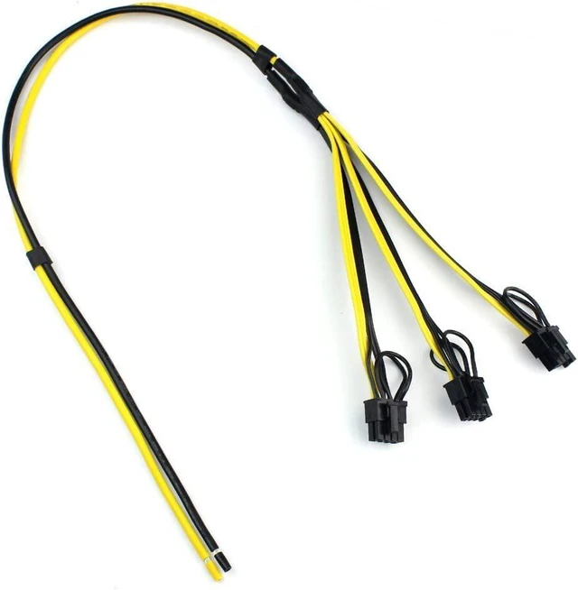 Alt view image 7 of 10 - SOEWIOU Power Supply Cable 8pin GPU Video Card Wire 1 to 3 6p+2p Miner Adapter Cable 12AWG+18AWG Cables for Mining (1Piece)