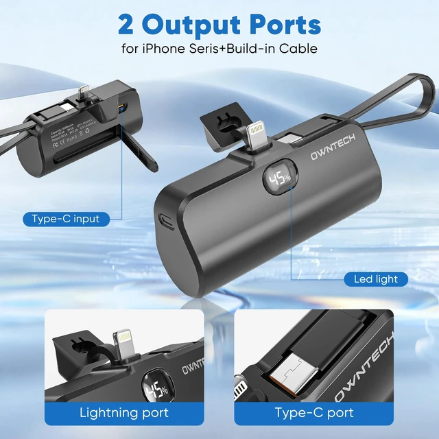 Alt view image 9 of 14 - SOEWIOU Portable Charger Power Bank for iPhone Android with LED Display 5000mAh Mini Fast Charger Battery Pack Compatible with iPhone 15/14/13/12