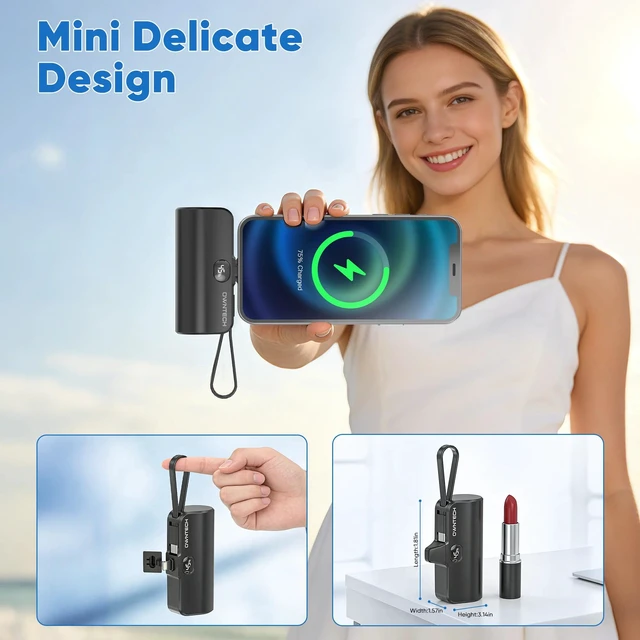 Alt view image 11 of 14 - SOEWIOU Portable Charger Power Bank for iPhone Android with LED Display 5000mAh Mini Fast Charger Battery Pack Compatible with iPhone 15/14/13/12