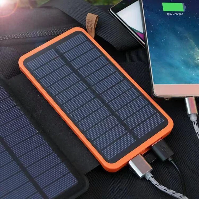 Alt view image 7 of 10 - SOEWIOU 20000mAh Foldable Solar Power Bank, Waterproof Portable Charger with LED Flashlight Outdoor Camping Emergency External Battery