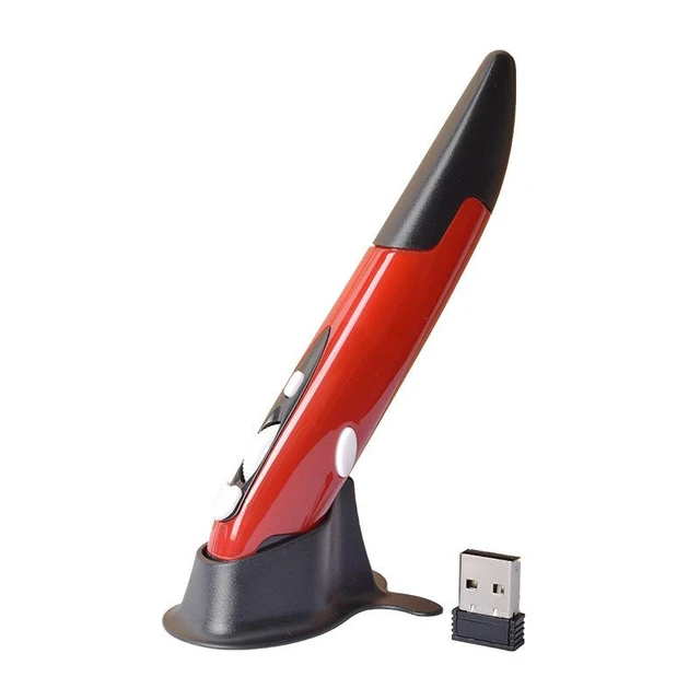 Alt view image 6 of 10 - SOEWIOU Red 2.4G Wireless Pen Mouse, Creative Vertical Pen-Shaped Mouse, Ergonomic Handwriting Stylus Mouse, Portable Office Gift for PC Laptop