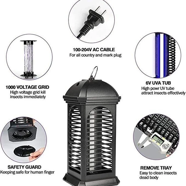 Alt view image 9 of 14 - SOEWIOU 11W High Power Electric Shock Mosquito Killer Lamp, Indoor Bug Zapper, Household Fly Insect Trap for Bedroom Living Room Kitchen