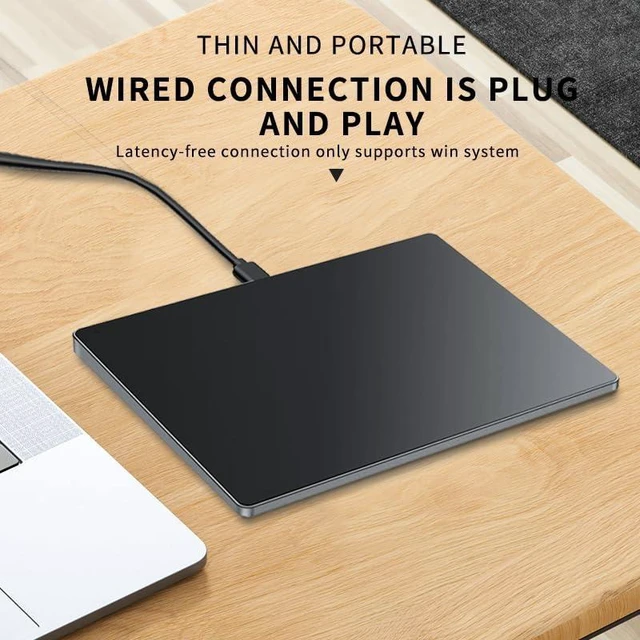 Alt view image 9 of 14 - Wired touchpad supports multi gesture control, Aluminum alloy casing and glass panel Trackpad Mouse with Multi-Touch Navigation for Windows 10/11/Linux/fedora 43 Laptop PC Notebook Computer (black)