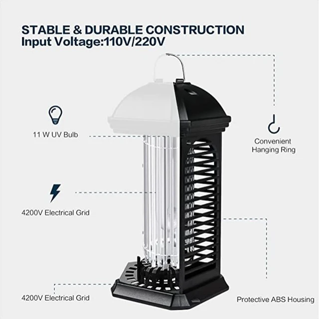 Alt view image 12 of 14 - SOEWIOU 11W High Power Electric Shock Mosquito Killer Lamp, Indoor Bug Zapper, Household Fly Insect Trap for Bedroom Living Room Kitchen