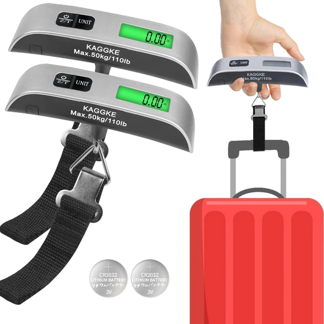 Alt view image 7 of 12 - 2 Pcs - silver Travel Digital Luggage Scale - Portable Baggage Scale - Suitcase Weight Scale - Ideal for Travel Scale Luggage Weight - 110LB/50KG, Includes Battery - Temperature Display Hanging Scales