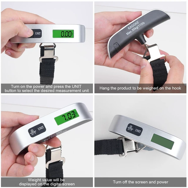Alt view image 11 of 12 - 2 Pcs - silver Travel Digital Luggage Scale - Portable Baggage Scale - Suitcase Weight Scale - Ideal for Travel Scale Luggage Weight - 110LB/50KG, Includes Battery - Temperature Display Hanging Scales