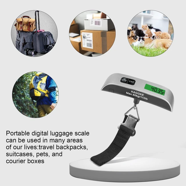 Alt view image 9 of 12 - 2 Pcs - silver Travel Digital Luggage Scale - Portable Baggage Scale - Suitcase Weight Scale - Ideal for Travel Scale Luggage Weight - 110LB/50KG, Includes Battery - Temperature Display Hanging Scales