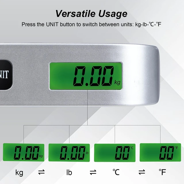 Alt view image 10 of 12 - 2 Pcs - silver Travel Digital Luggage Scale - Portable Baggage Scale - Suitcase Weight Scale - Ideal for Travel Scale Luggage Weight - 110LB/50KG, Includes Battery - Temperature Display Hanging Scales