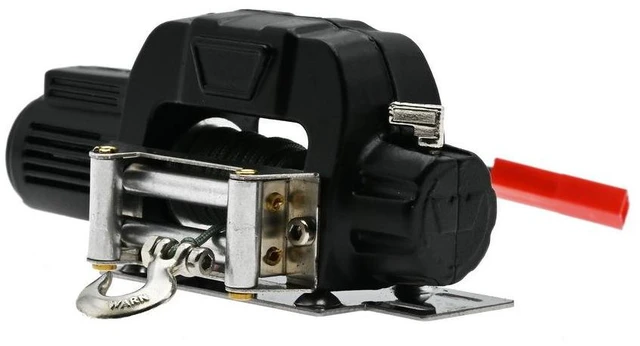 Alt view image 7 of 10 - SOEWIOU Black Metal Winch for TRX4 KM2 1/10 RC Crawler, Electric Remote Control Winch Upgrade Parts