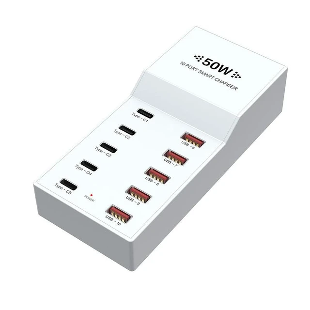 Alt view image 6 of 6 - SOEWIOU T8 Multi-Port USB Charging Station Power Strip, 1.5M Extension Cord Multiple Outlet Fast Charger Hub for Home Office Dorm School Smartphone Tablet