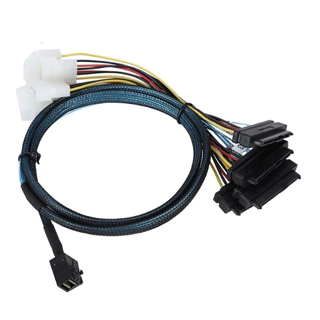 Alt view image 7 of 12 - SOEWIOU Mini SAS HD SFF-8643 to 4X SAS SFF-8482 Server Cable 12Gbps Server Internal High-Speed Cable | 30AWG | with Power Cable (19.68, Inches)