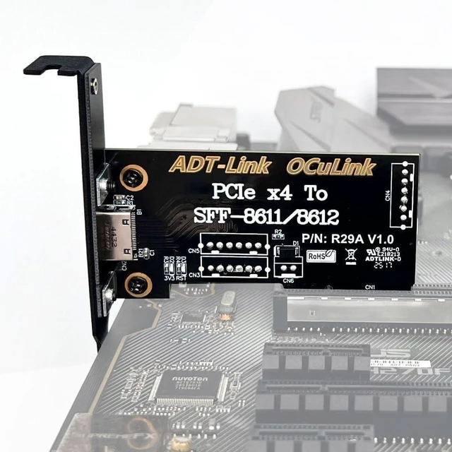 Alt view image 12 of 14 - SOEWIOU PCIe4.0 x4 to SFF-8611/8612 OCuLink Adapter Card 64Gbps with Half and Full Height Baffle Support Chassis External