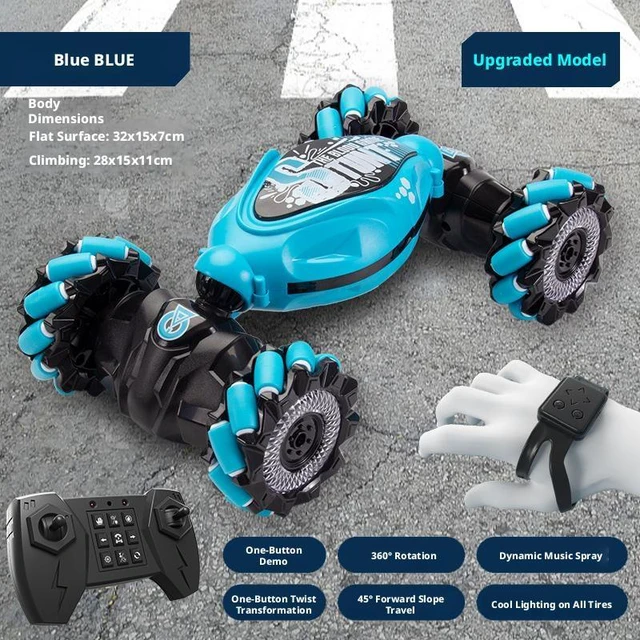 Alt view image 4 of 6 - SOEWIOU Gesture Sensing Stunt Car, 2-Sided Twist & Deformation Off-Road RC Car, Rechargeable Drift Vehicle Toy for Kids Gift