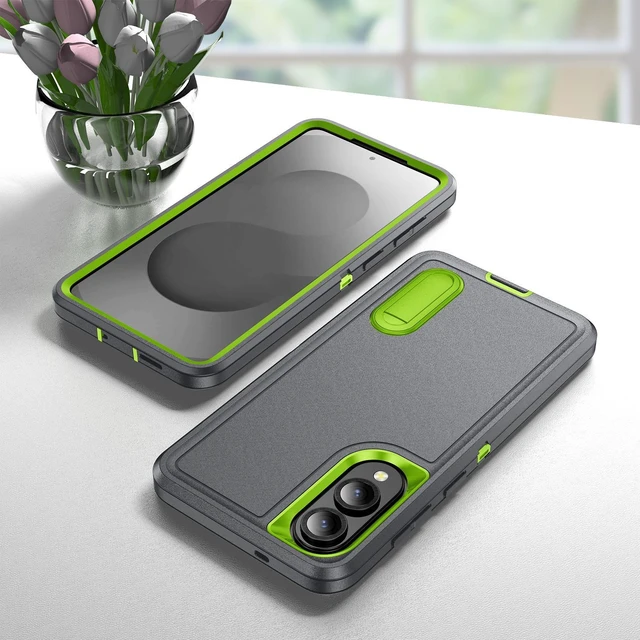 Alt view image 14 of 14 - SOEWIOU Case with Stander Fashion Cover KickStand Case For Samsung Galaxy S25 Edge (Gray)