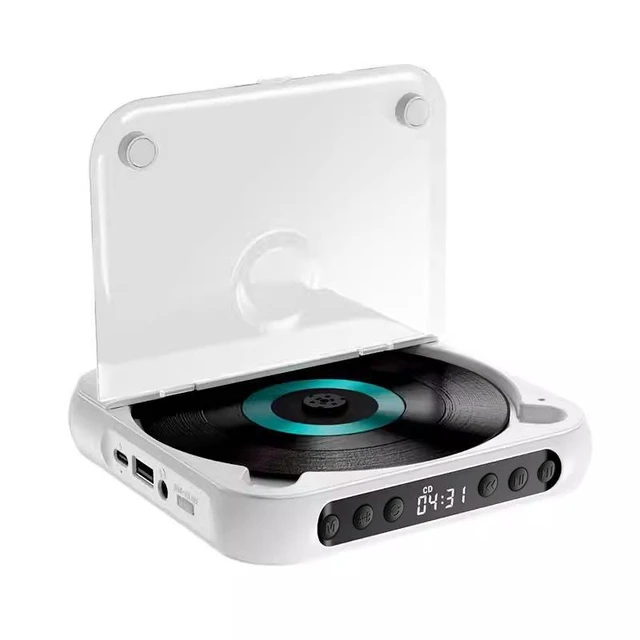 Alt view image 6 of 10 - SOEWIOU White Portable Hi-Fi CD Player, Ultra-Thin Walkman, Student English Listening Repeater, Portable CD Disc Music Player
