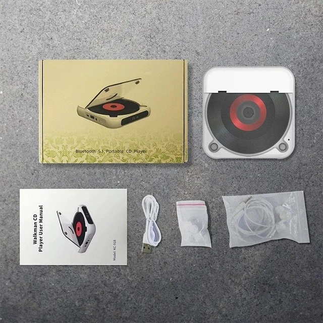 Alt view image 10 of 10 - SOEWIOU White Portable Hi-Fi CD Player, Ultra-Thin Walkman, Student English Listening Repeater, Portable CD Disc Music Player