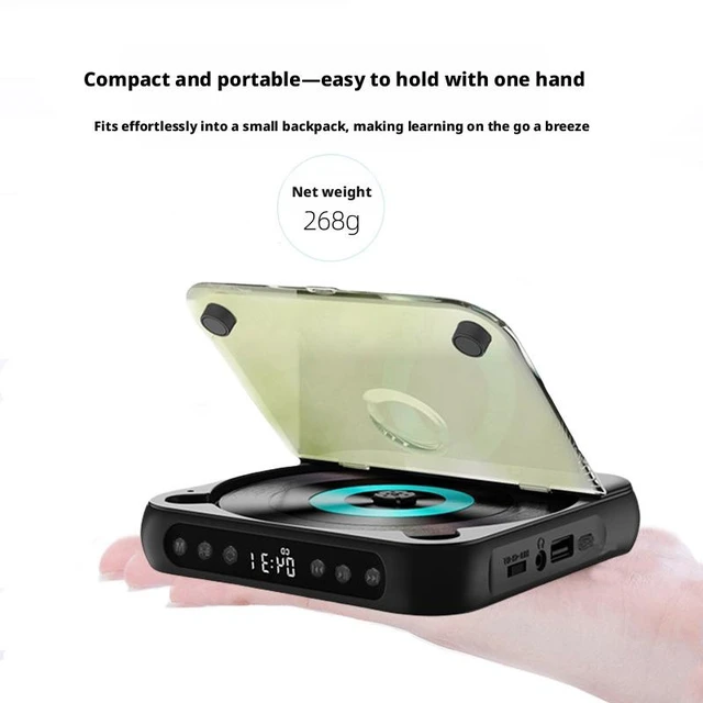 Alt view image 8 of 10 - SOEWIOU White Portable Hi-Fi CD Player, Ultra-Thin Walkman, Student English Listening Repeater, Portable CD Disc Music Player