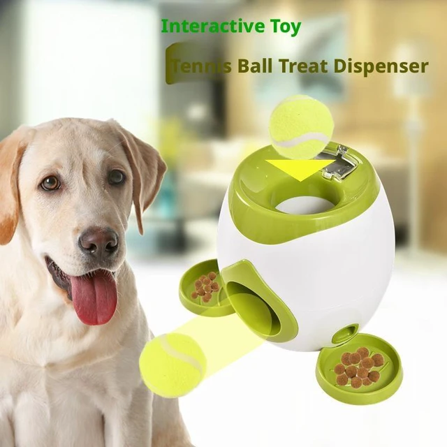 Alt view image 6 of 6 - SOEWIOU Dark Gray Dog Interactive Training Reward Machine, 2-in-1 Automatic Tennis Ball Launcher & Treat Dispenser, Pet Feeder Chew Toy with 2 Tennis Balls for Indoor Outdoor