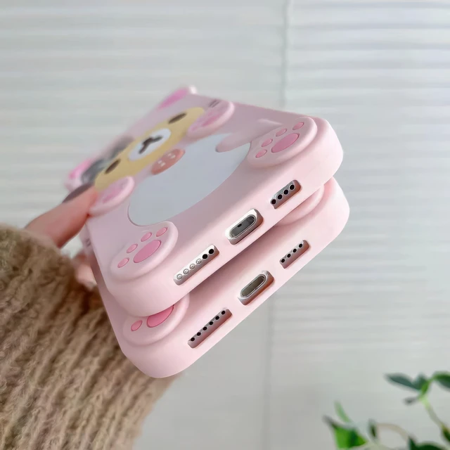 Alt view image 11 of 14 - SOEWIOU 3D Cute Cartoon Bear Phone Case for iPhone 13 - Fashionable and Stylish - Funny Pink Bear Design - Soft TPU Protective Case - Kawaii Silicone Cover for Women, Girls, and Kids