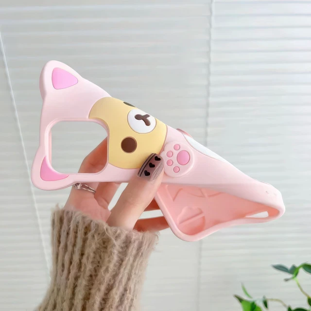 Alt view image 12 of 14 - SOEWIOU 3D Cute Cartoon Bear Phone Case for iPhone 13 - Fashionable and Stylish - Funny Pink Bear Design - Soft TPU Protective Case - Kawaii Silicone Cover for Women, Girls, and Kids