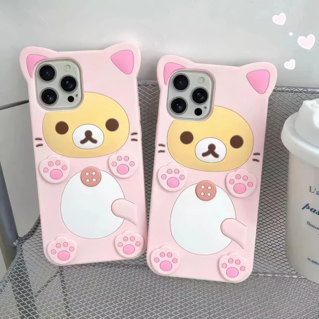 Alt view image 13 of 14 - SOEWIOU 3D Cute Cartoon Bear Phone Case for iPhone 13 - Fashionable and Stylish - Funny Pink Bear Design - Soft TPU Protective Case - Kawaii Silicone Cover for Women, Girls, and Kids
