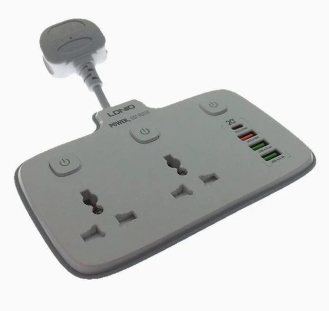 Alt view image 2 of 2 - SOEWIOU Multi-functional power strip with independent switch, PD+QC3.0 fast charging, 2-outlet household power strip.
