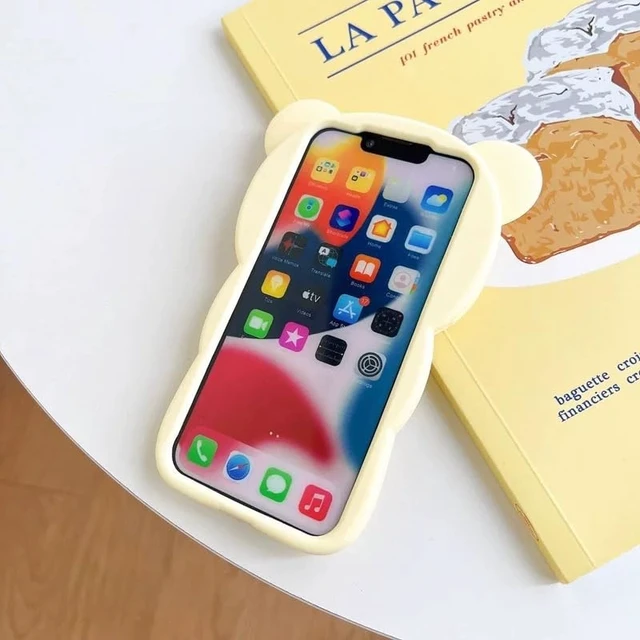 Alt view image 10 of 14 - SOEWIOU Ultra Thick Soft Silicone Case for Apple Teddy Bear Animal 3D Cartoon Japanese Cute Lovely Adorable Kawaii Kids Girls Women (Beige, for iPhone 13)