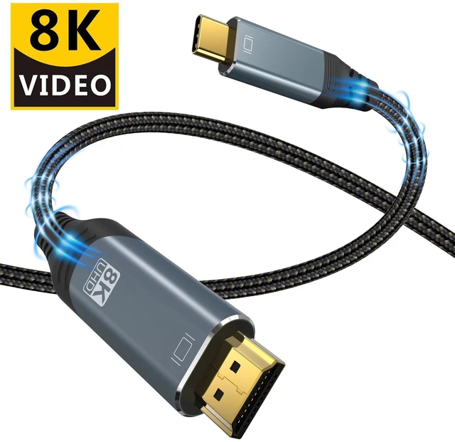 Alt view image 8 of 14 - SOEWIOU USB C to HDMI 2.1 Cable 6.6Feet, USB 3.1 Type C to 8K HDMI Cable, (8K@30Hz,4K@120Hz) Thunderbolt 3/4 Compatible, for MacBook Pro, iPad Pro, Samsung Galaxy, Dell, HP and More